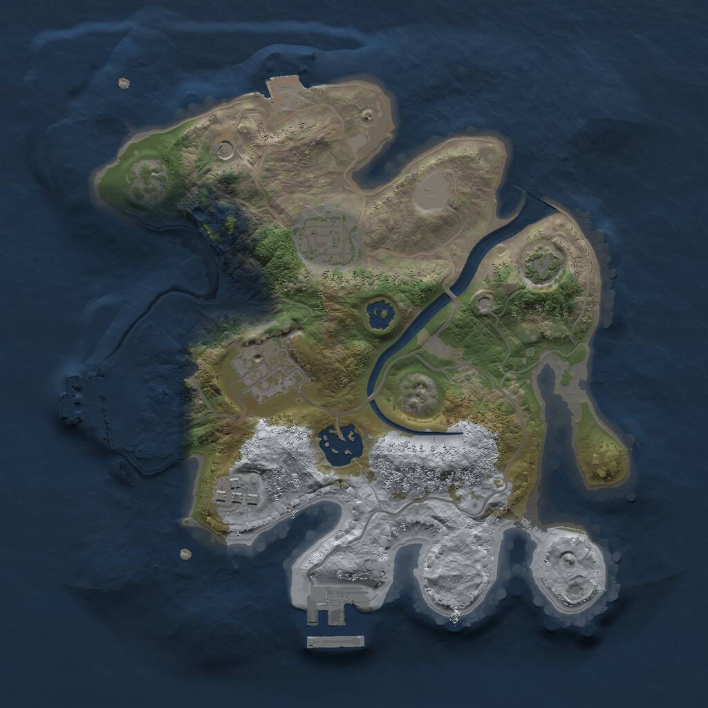 Rust Map: Procedural Map, Size: 2500, Seed: 243040240, 9 Monuments