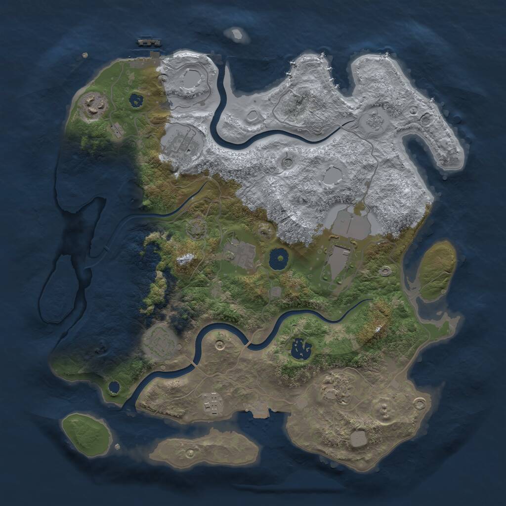 Rust Map: Procedural Map, Size: 3600, Seed: 1971726, 13 Monuments