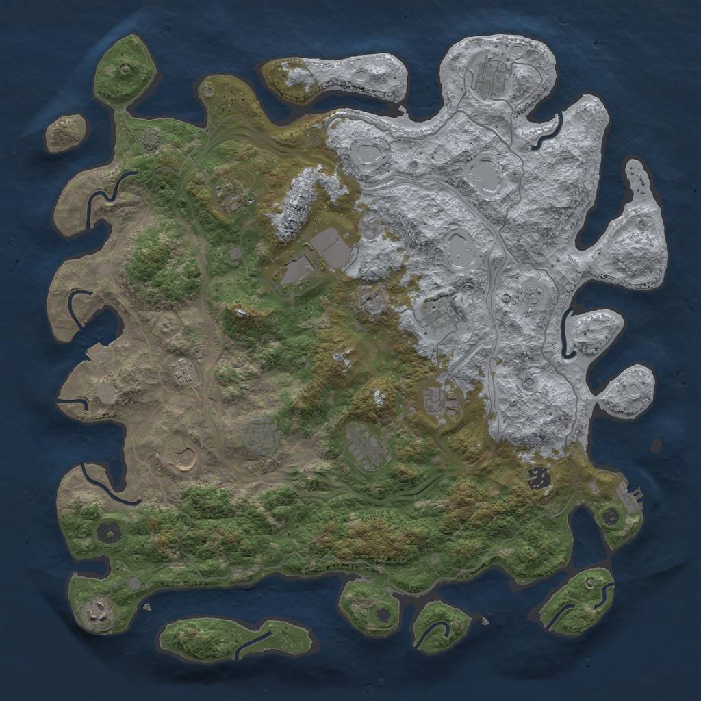 Rust Map: Procedural Map, Size: 4500, Seed: 342123765, 18 Monuments