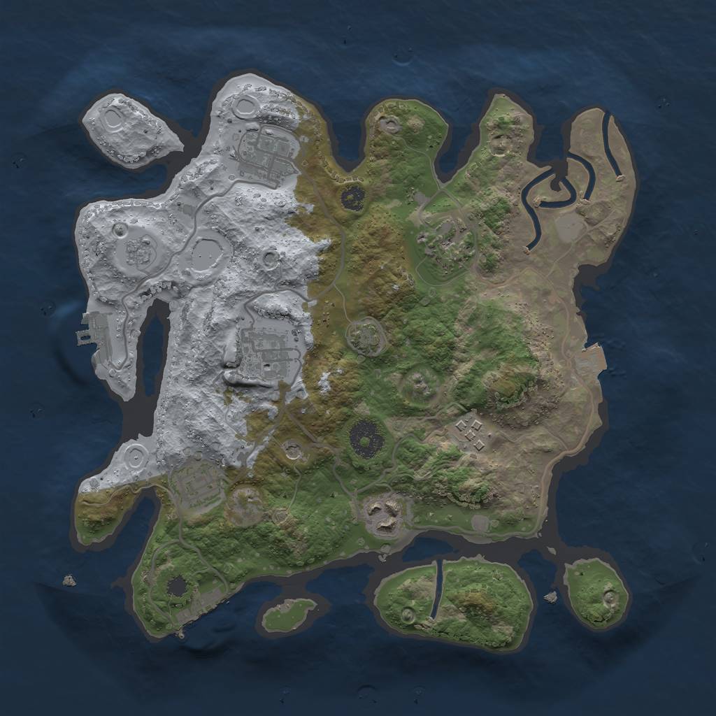 Rust Map: Procedural Map, Size: 3000, Seed: 1349215324, 14 Monuments