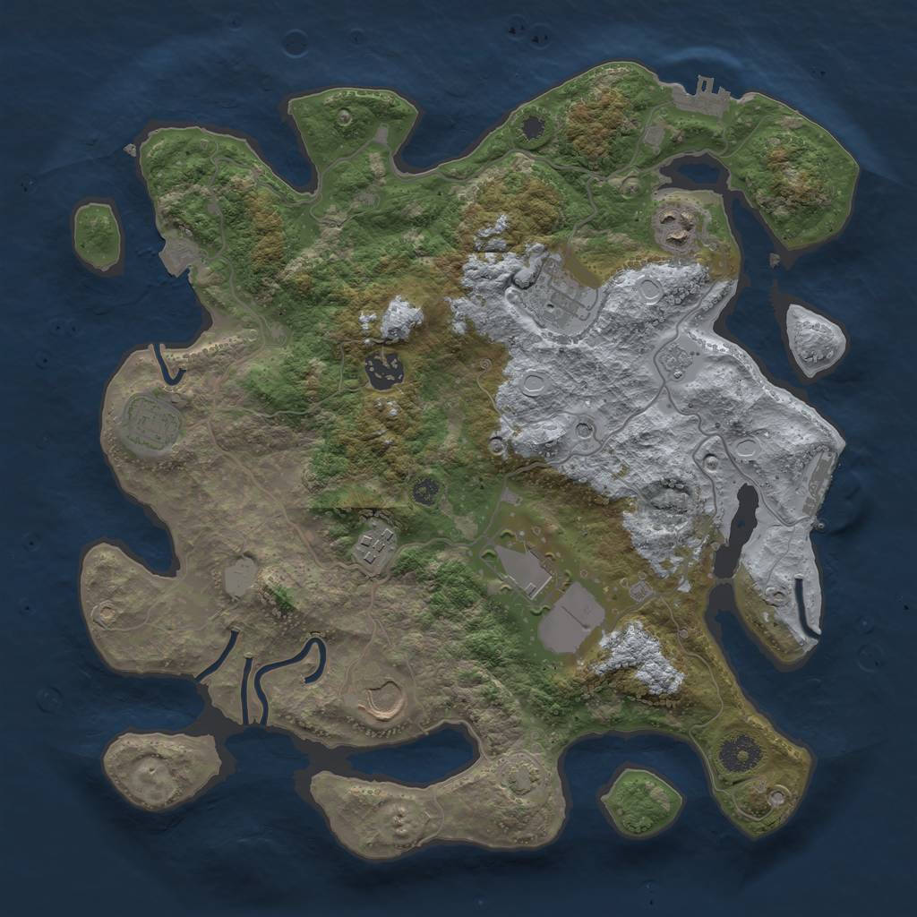 Rust Map: Procedural Map, Size: 3500, Seed: 803512729, 15 Monuments