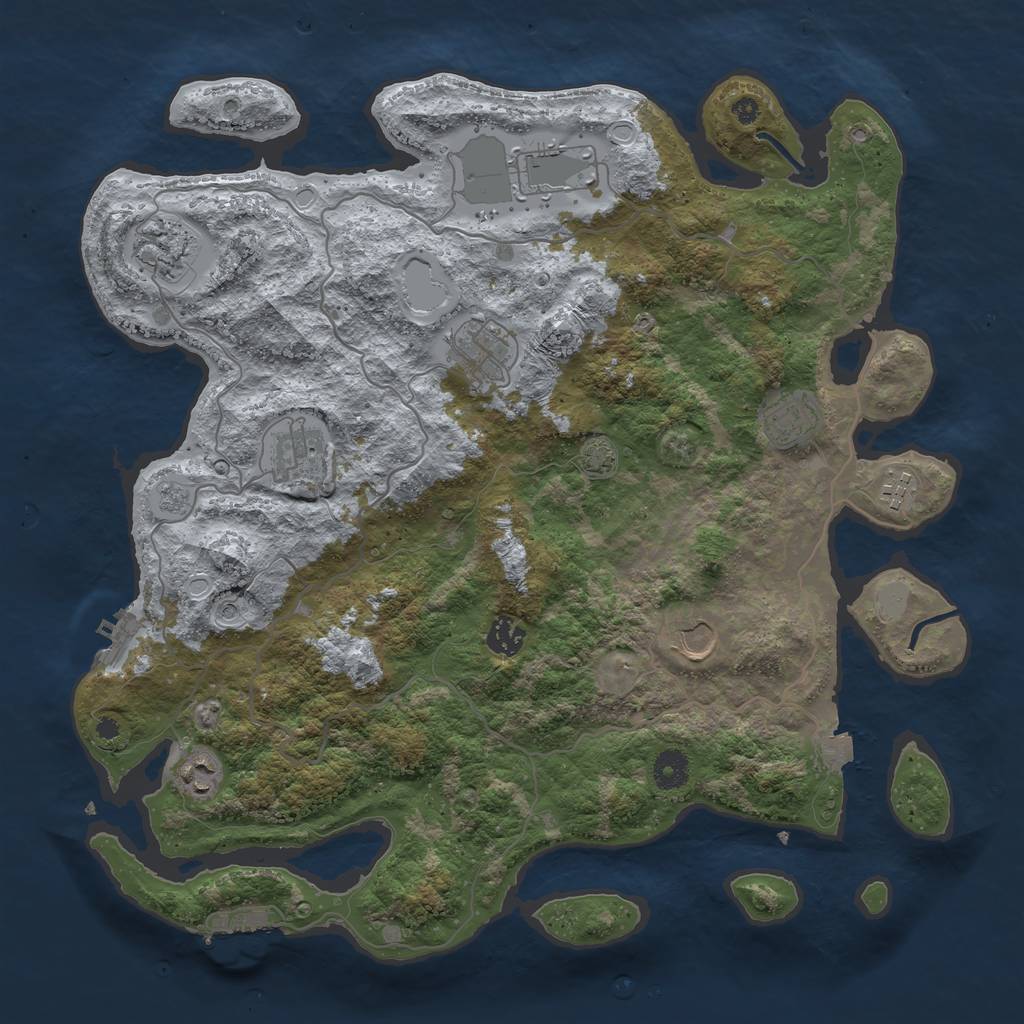 Rust Map: Procedural Map, Size: 4000, Seed: 1829503699, 17 Monuments