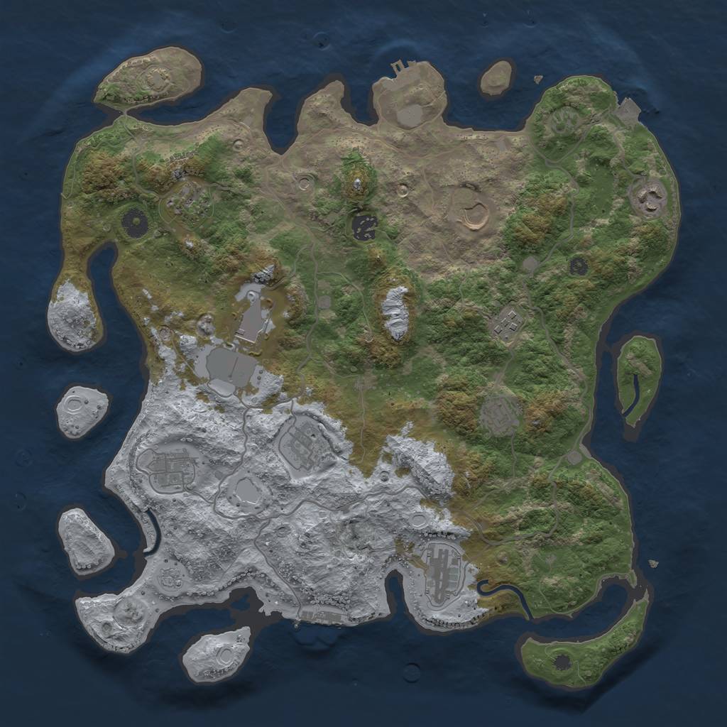 Rust Map: Procedural Map, Size: 4000, Seed: 300403643, 18 Monuments