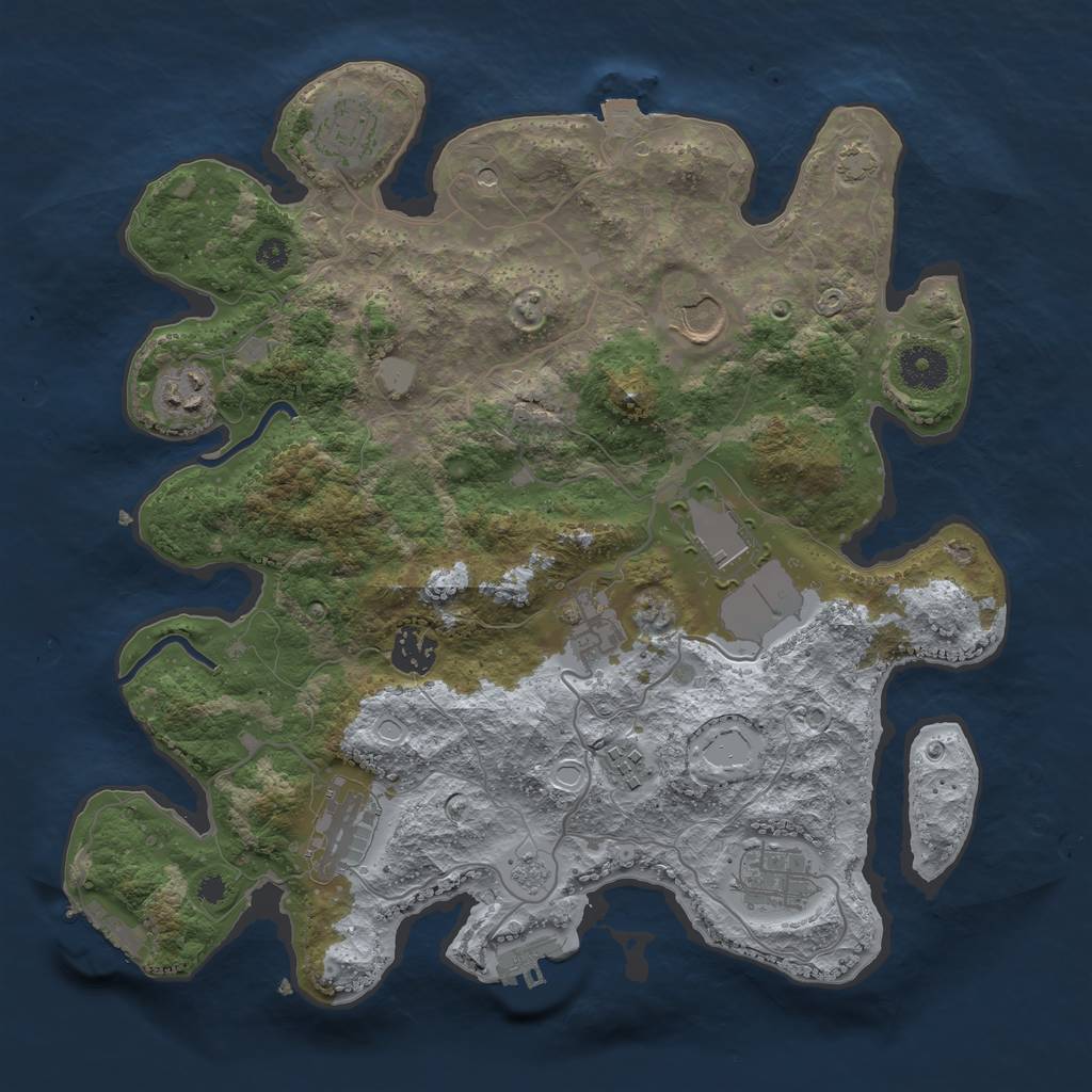 Rust Map: Procedural Map, Size: 3500, Seed: 84432, 17 Monuments
