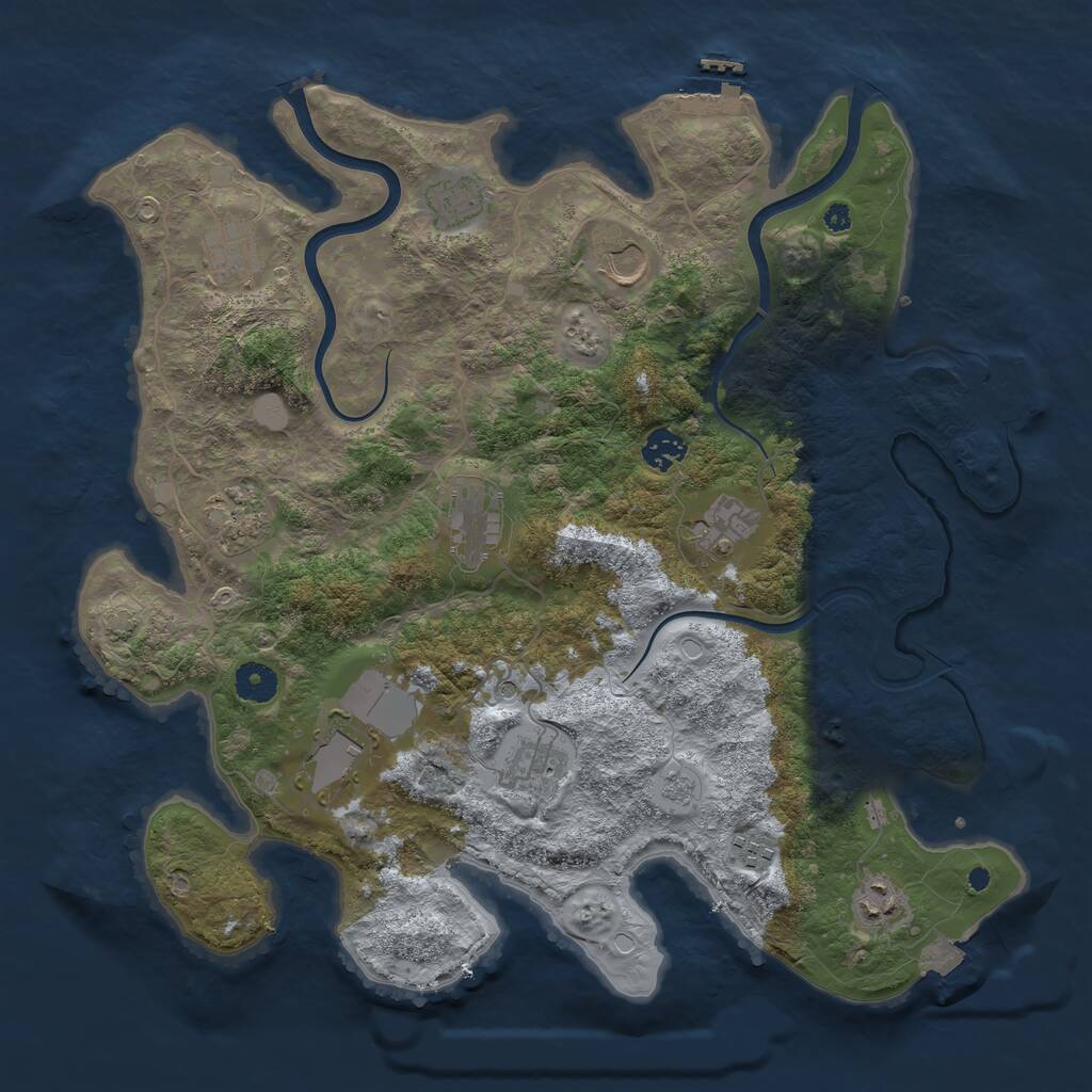 Rust Map: Procedural Map, Size: 3950, Seed: 1786999857, 17 Monuments