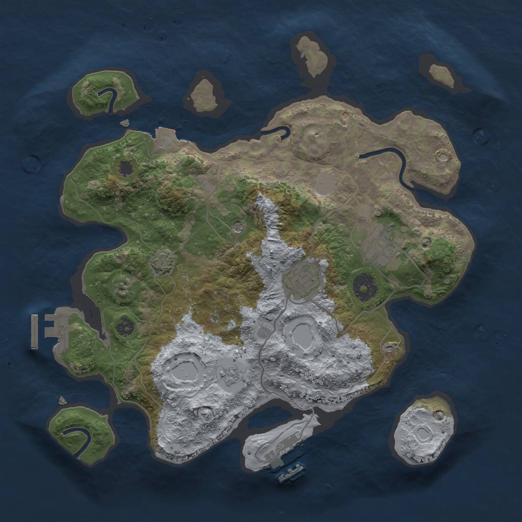 Rust Map: Procedural Map, Size: 3000, Seed: 591998, 8 Monuments