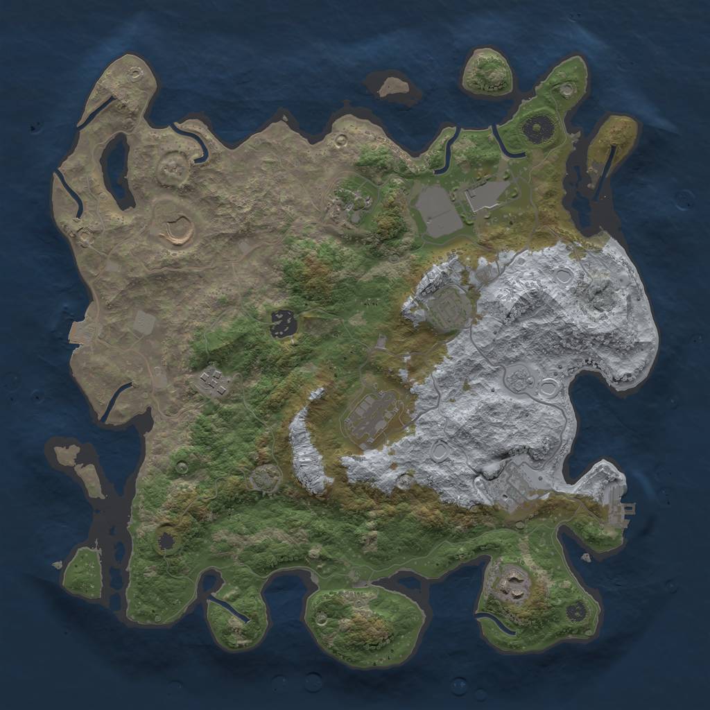 Rust Map: Procedural Map, Size: 3700, Seed: 930154274, 15 Monuments
