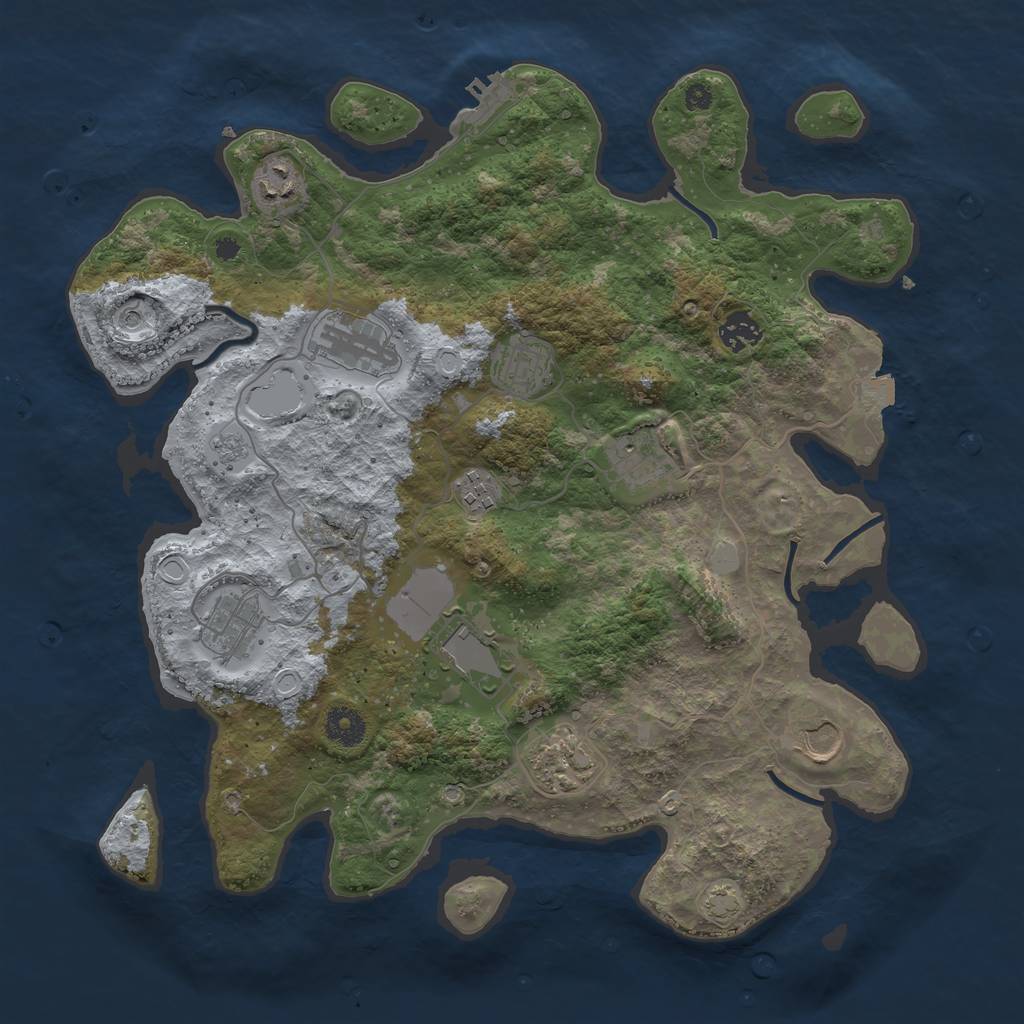 Rust Map: Procedural Map, Size: 3800, Seed: 7261208, 17 Monuments