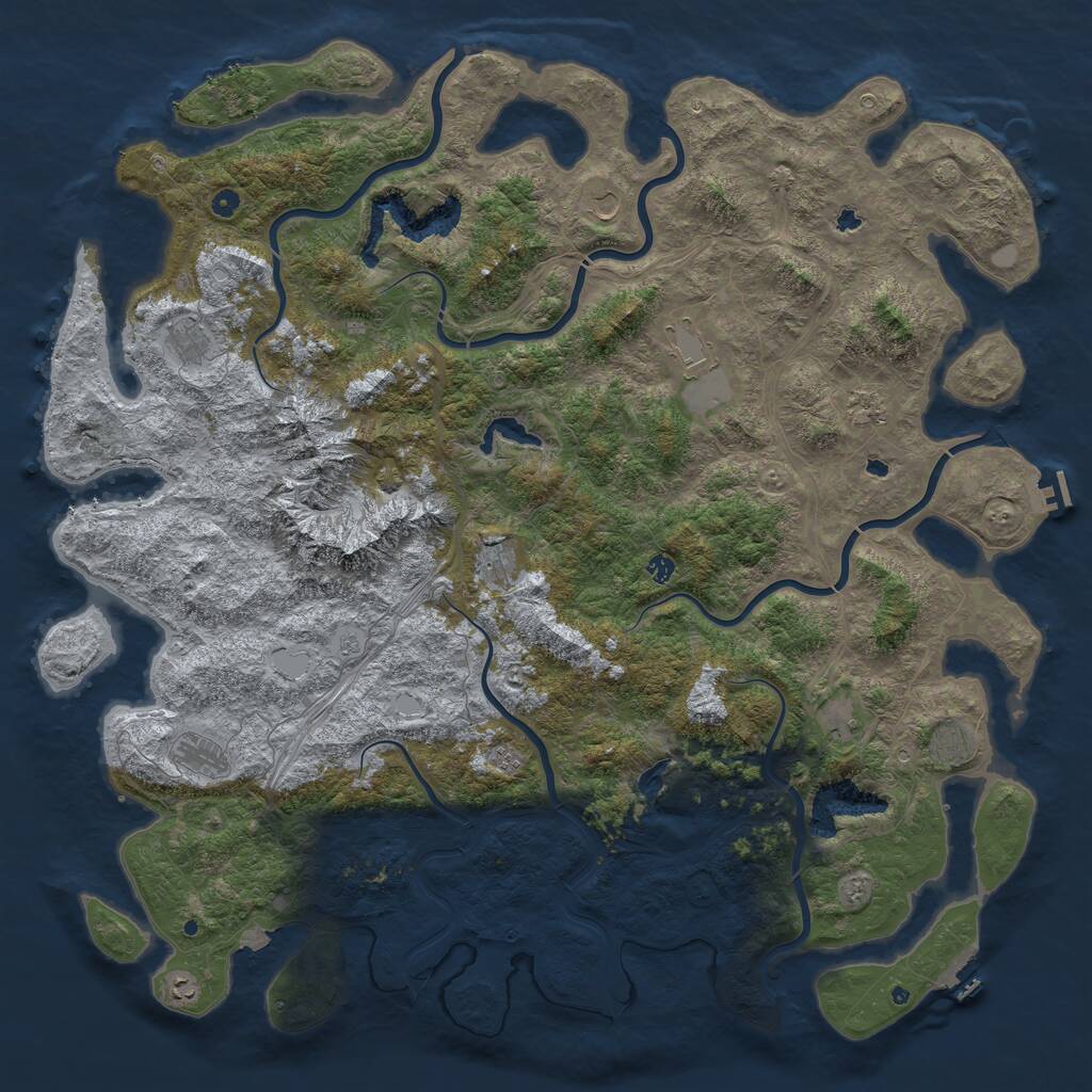 Rust Map: Procedural Map, Size: 6000, Seed: 2214, 17 Monuments