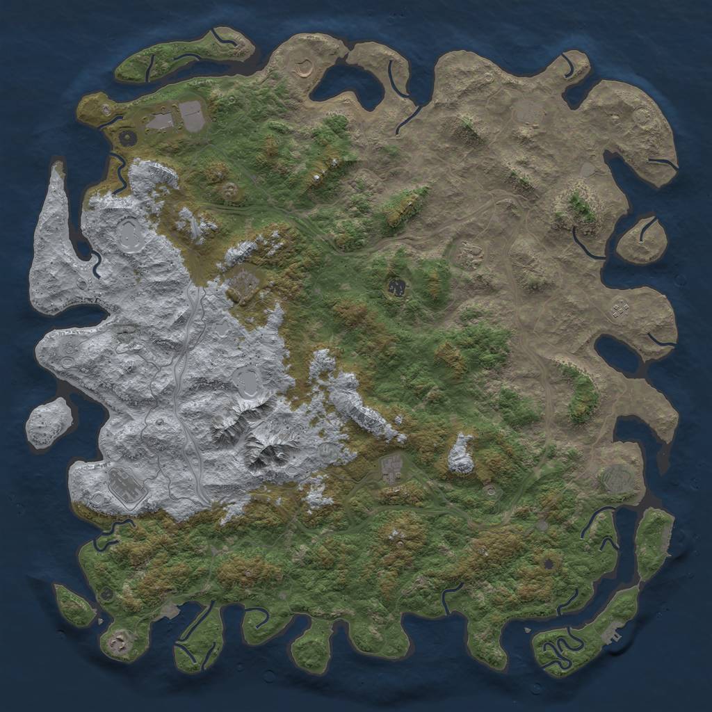 Rust Map: Procedural Map, Size: 6000, Seed: 2214, 19 Monuments