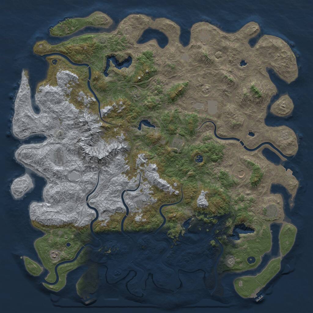 Rust Map: Procedural Map, Size: 6000, Seed: 2214, 17 Monuments
