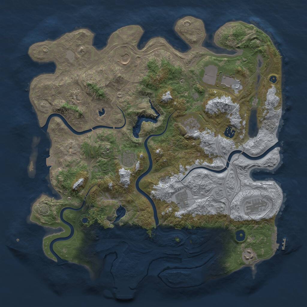 Rust Map: Procedural Map, Size: 4250, Seed: 651506916, 16 Monuments