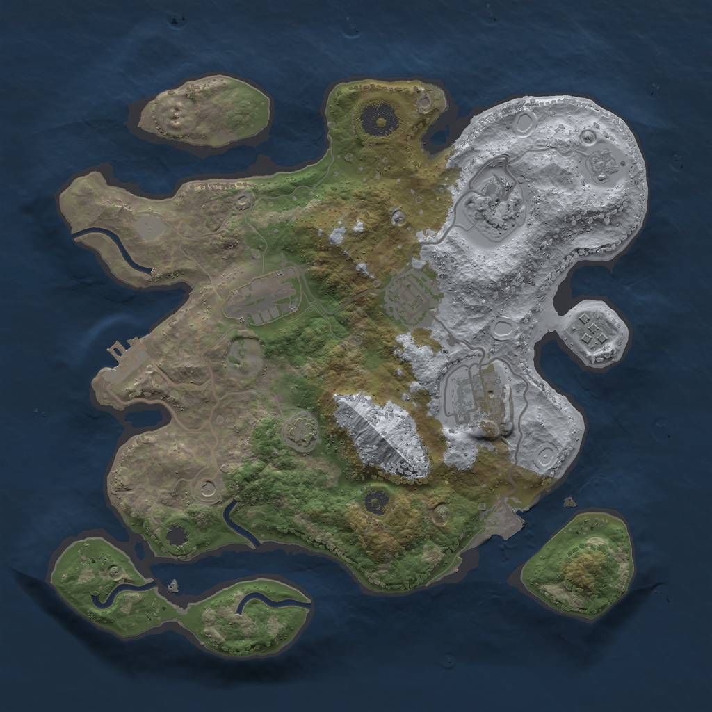 Rust Map: Procedural Map, Size: 3000, Seed: 45184789, 12 Monuments