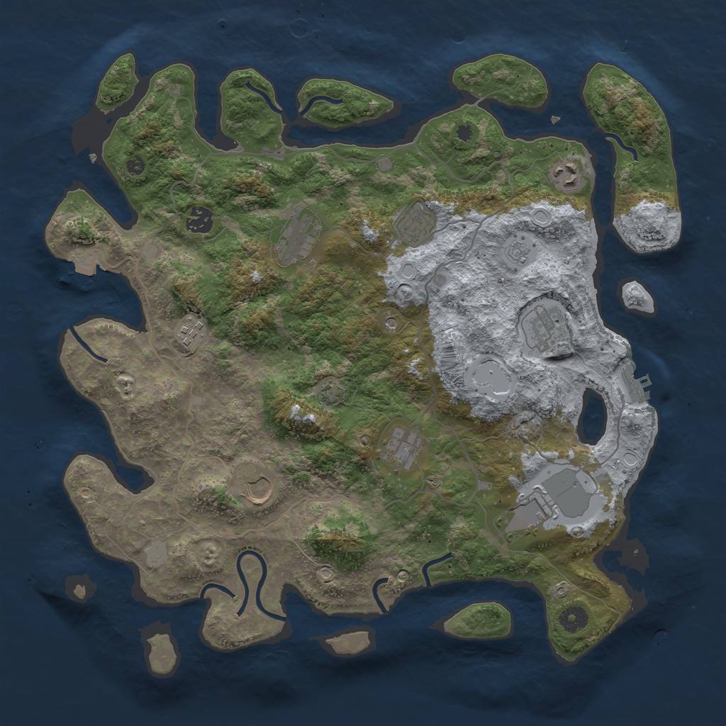 Rust Map: Procedural Map, Size: 4000, Seed: 3082023, 16 Monuments