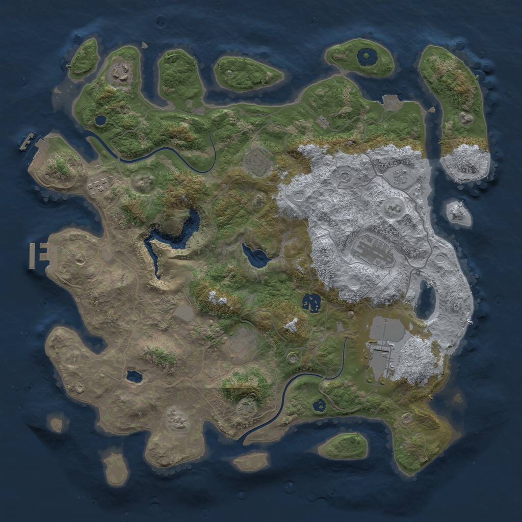 Rust Map: Procedural Map, Size: 4000, Seed: 3082023, 13 Monuments