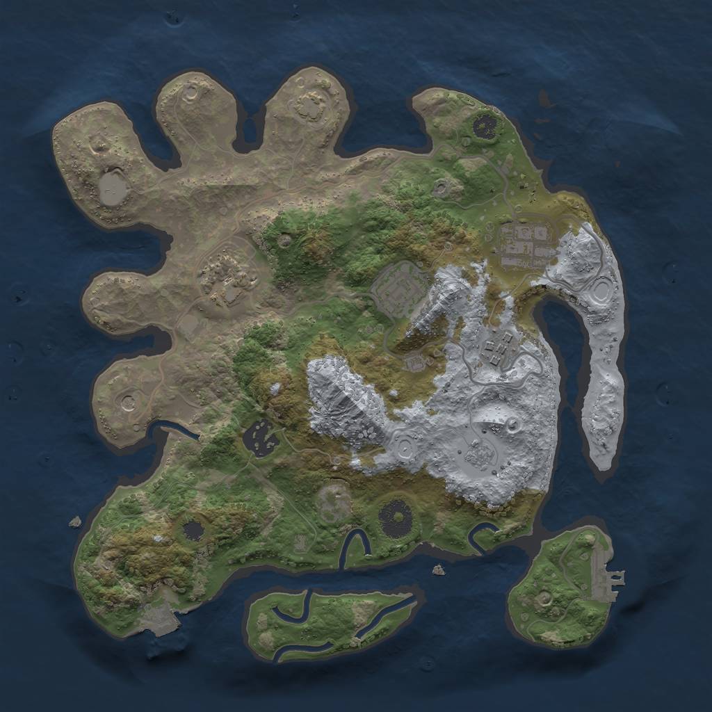 Rust Map: Procedural Map, Size: 3000, Seed: 154493489, 12 Monuments