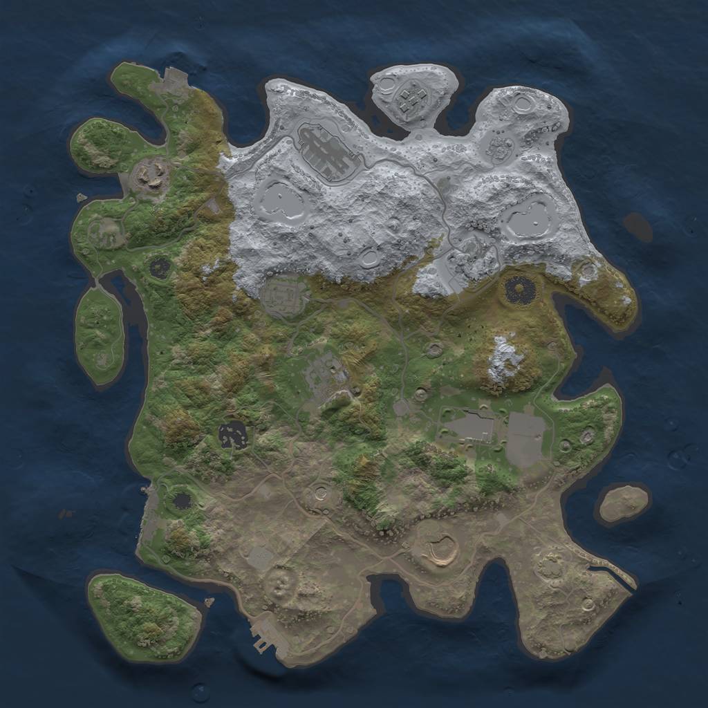 Rust Map: Procedural Map, Size: 3500, Seed: 1718613693, 17 Monuments