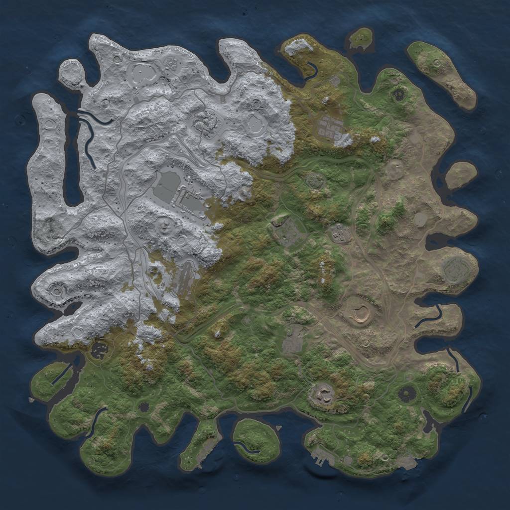 Rust Map: Procedural Map, Size: 4500, Seed: 1308222993, 19 Monuments