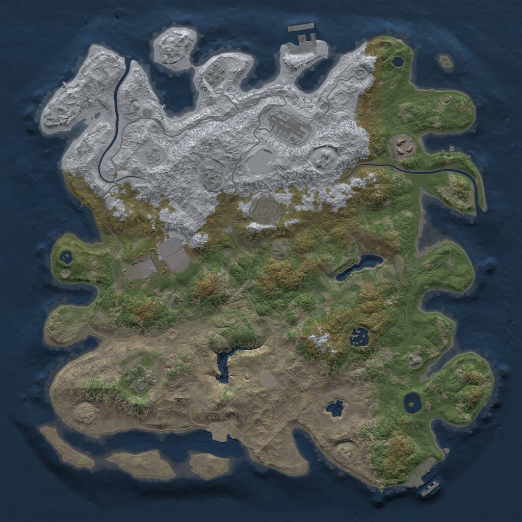 Rust Map: Procedural Map, Size: 4000, Seed: 1226392941, 13 Monuments