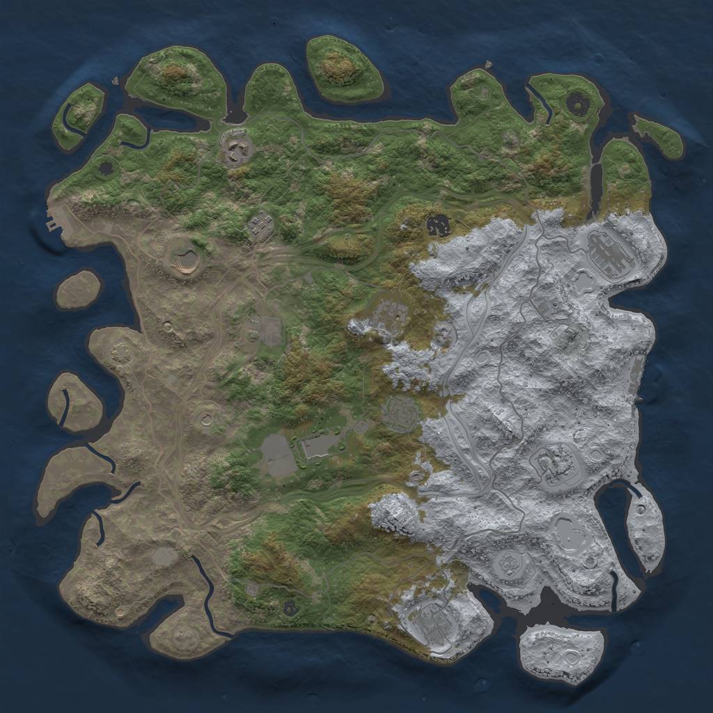 Rust Map: Procedural Map, Size: 4500, Seed: 1689319118, 19 Monuments