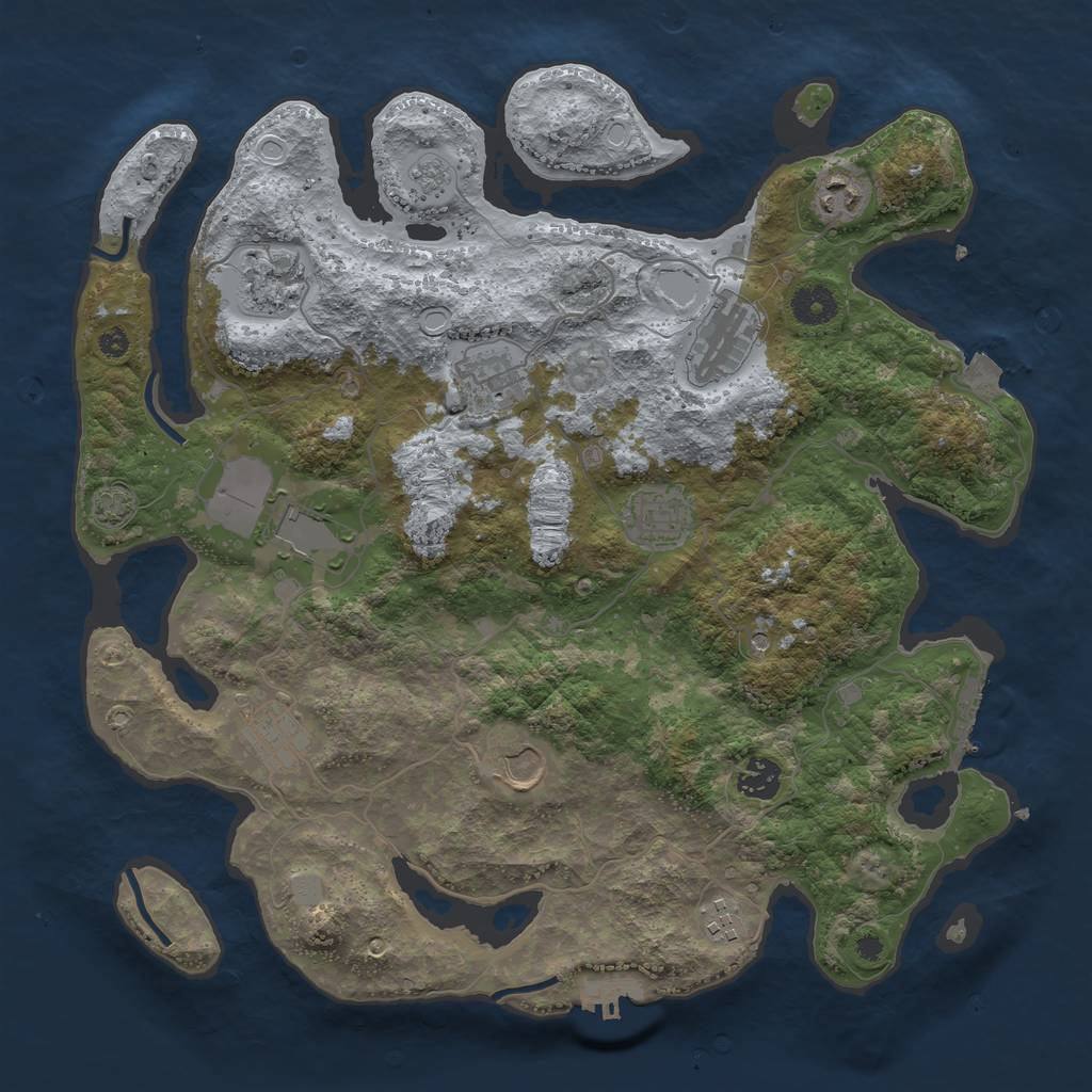 Rust Map: Procedural Map, Size: 3800, Seed: 483940897, 18 Monuments