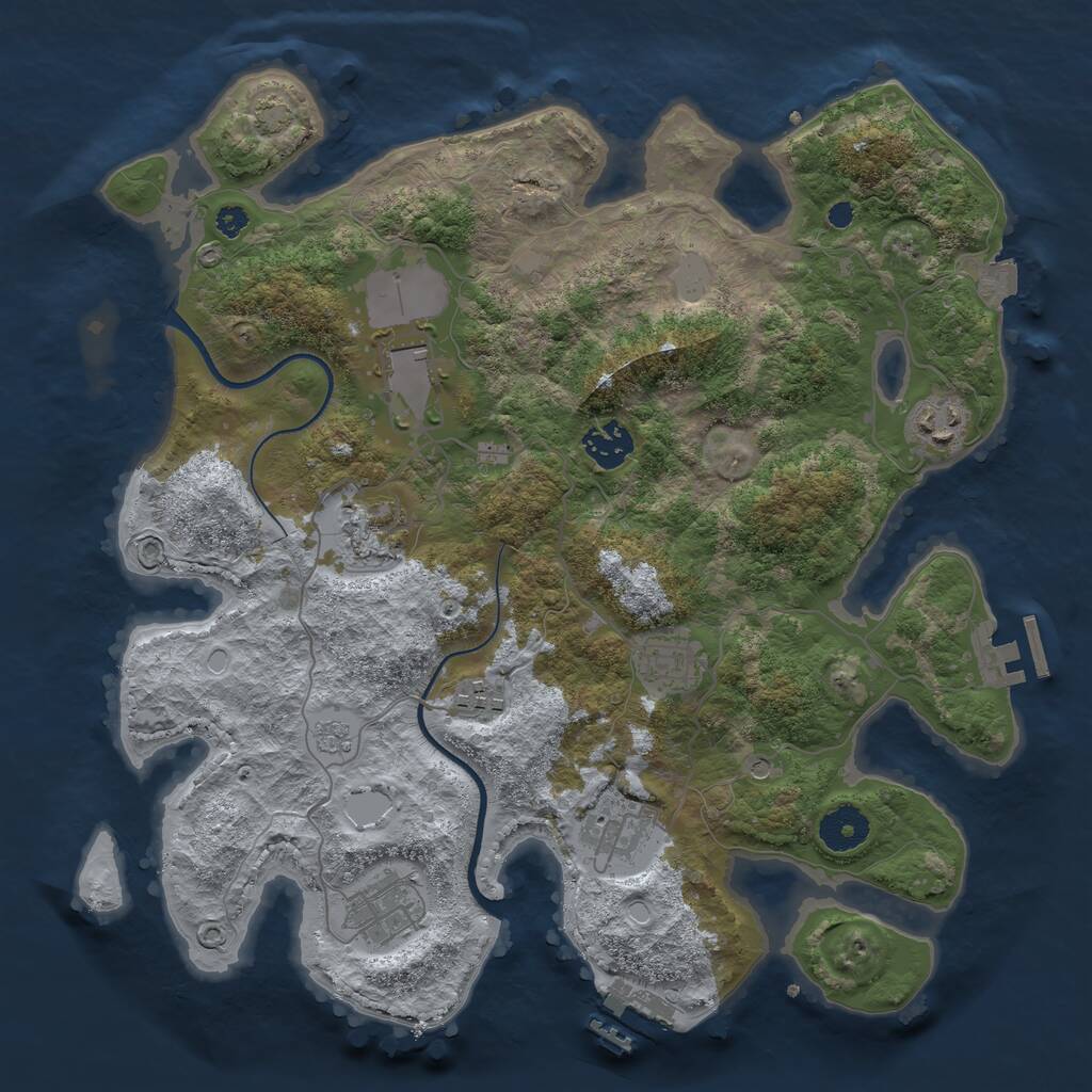 Rust Map: Procedural Map, Size: 3500, Seed: 183456, 14 Monuments