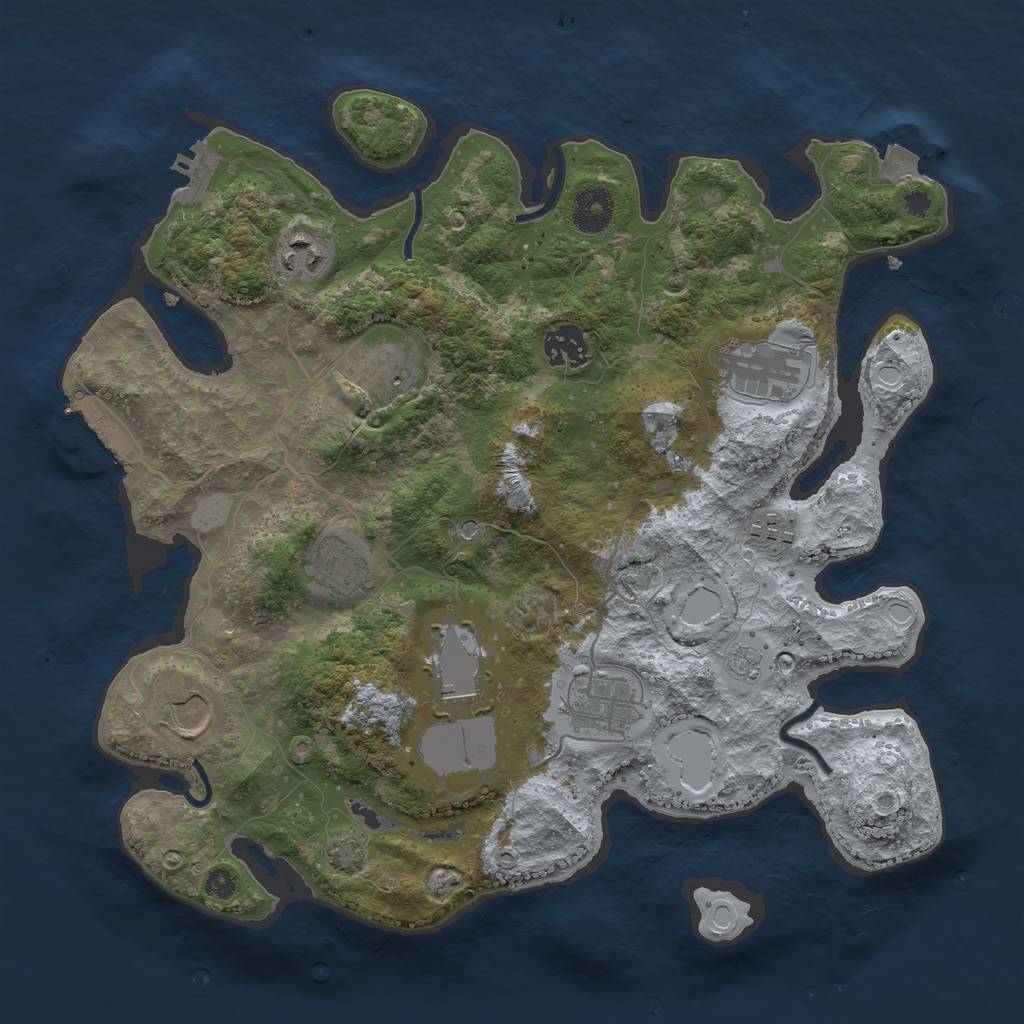 Rust Map: Procedural Map, Size: 3500, Seed: 670241607, 17 Monuments