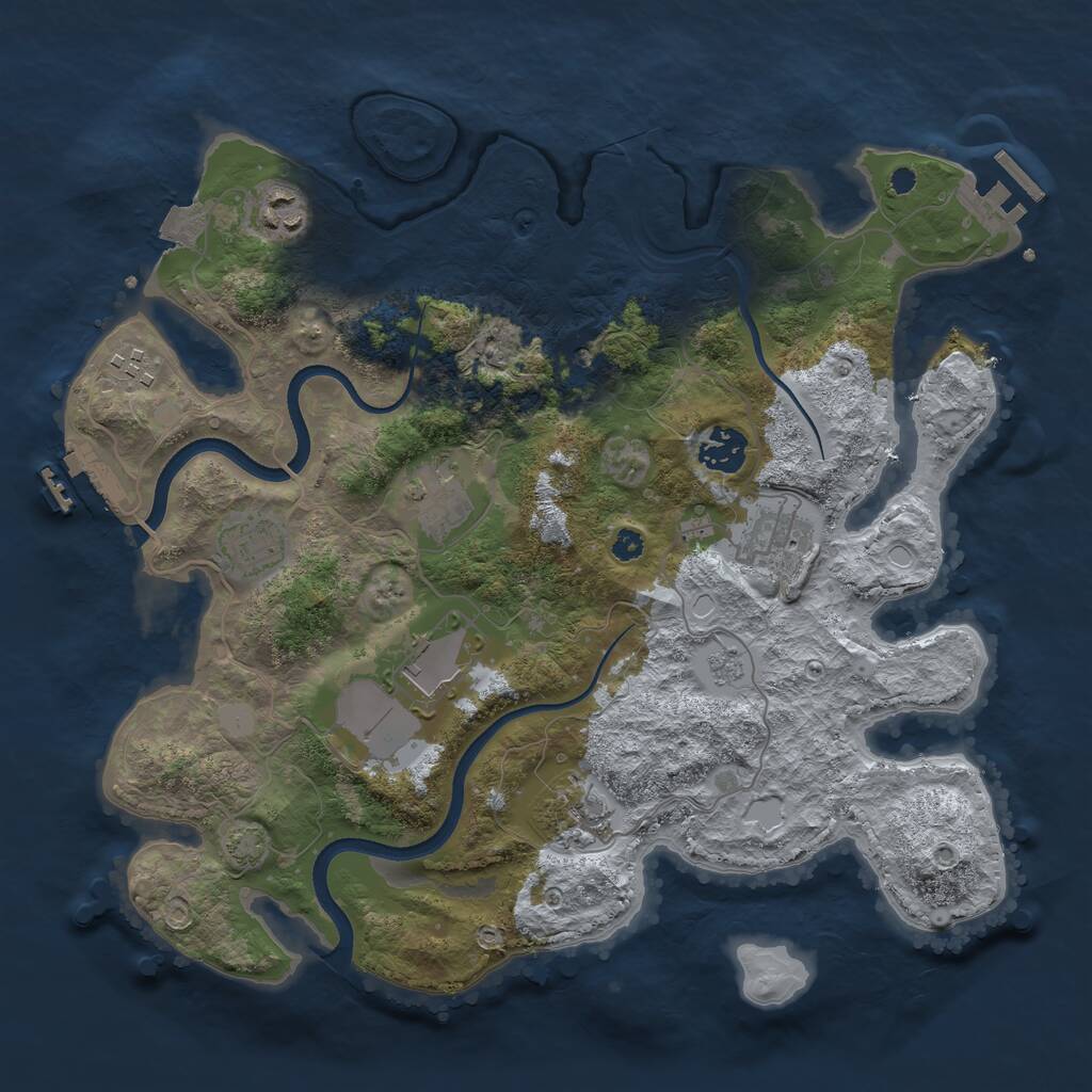 Rust Map: Procedural Map, Size: 3500, Seed: 670241607, 14 Monuments