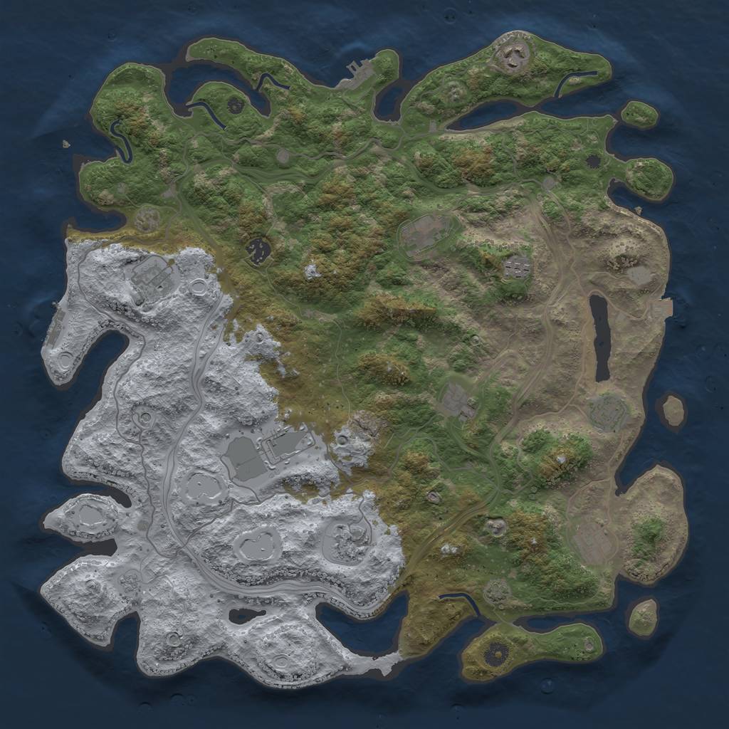 Rust Map: Procedural Map, Size: 4500, Seed: 494498135, 18 Monuments