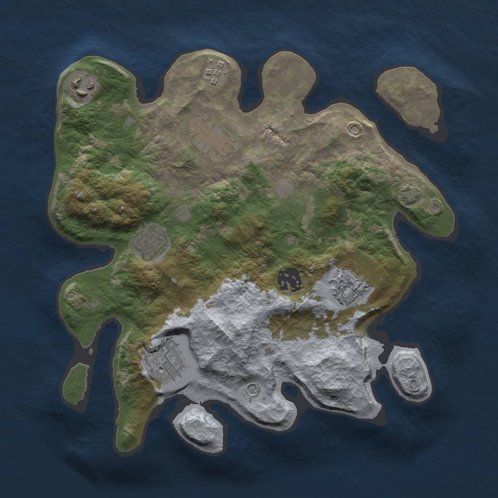 Rust Map: Barren, Size: 3000, Seed: 987654321, 11 Monuments