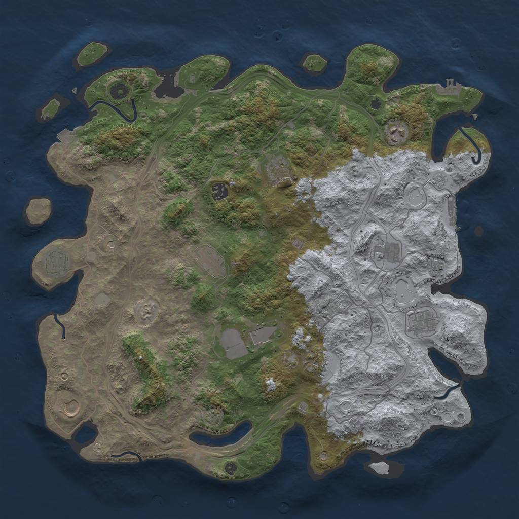 Rust Map: Procedural Map, Size: 4500, Seed: 14575565, 19 Monuments
