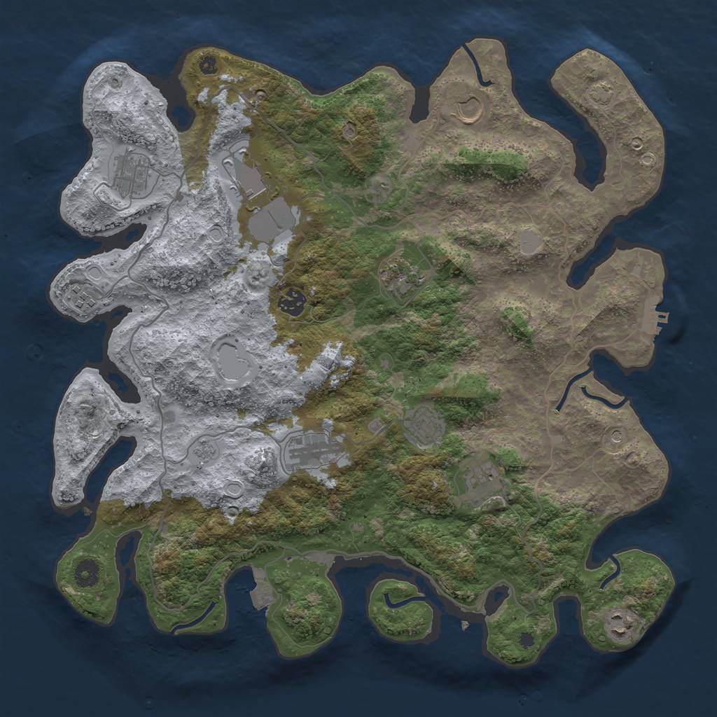 Rust Map: Procedural Map, Size: 4000, Seed: 1223349370, 17 Monuments