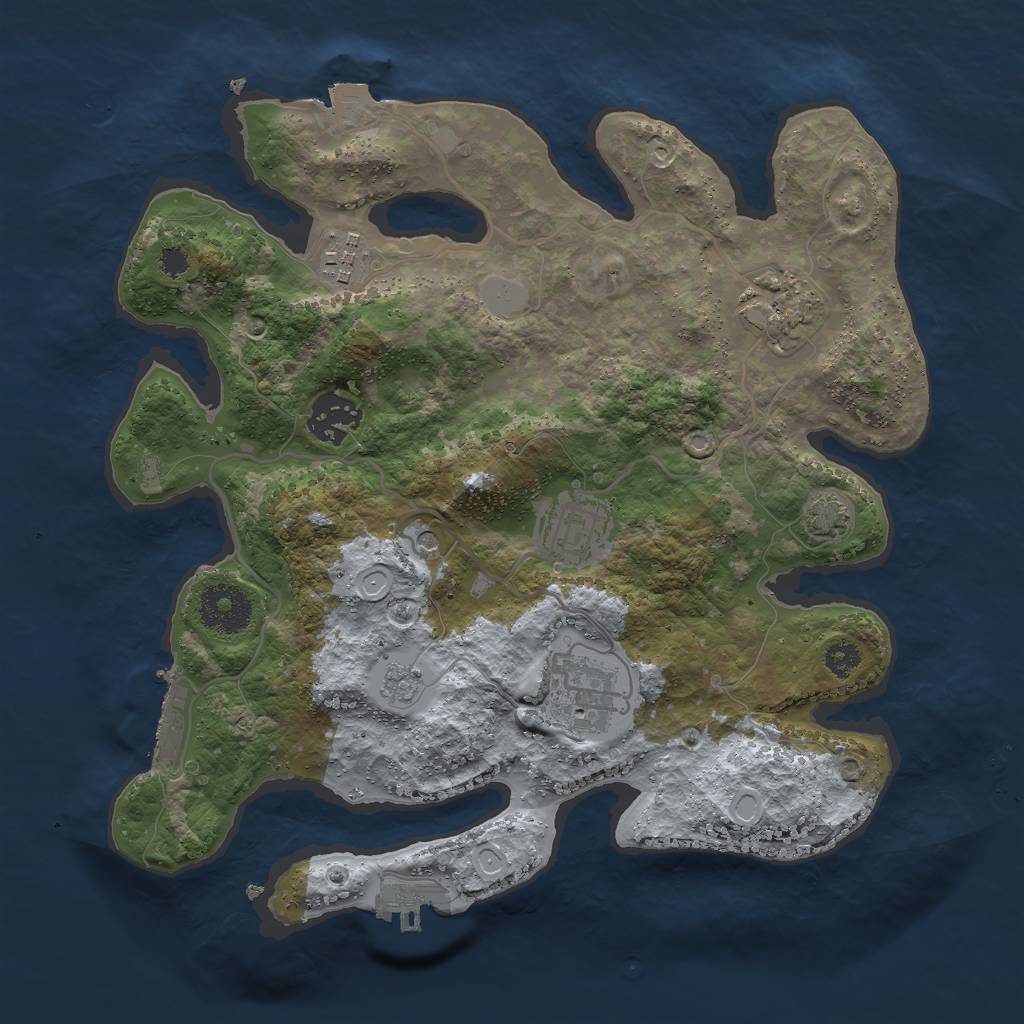 Rust Map: Procedural Map, Size: 3000, Seed: 3526543, 13 Monuments