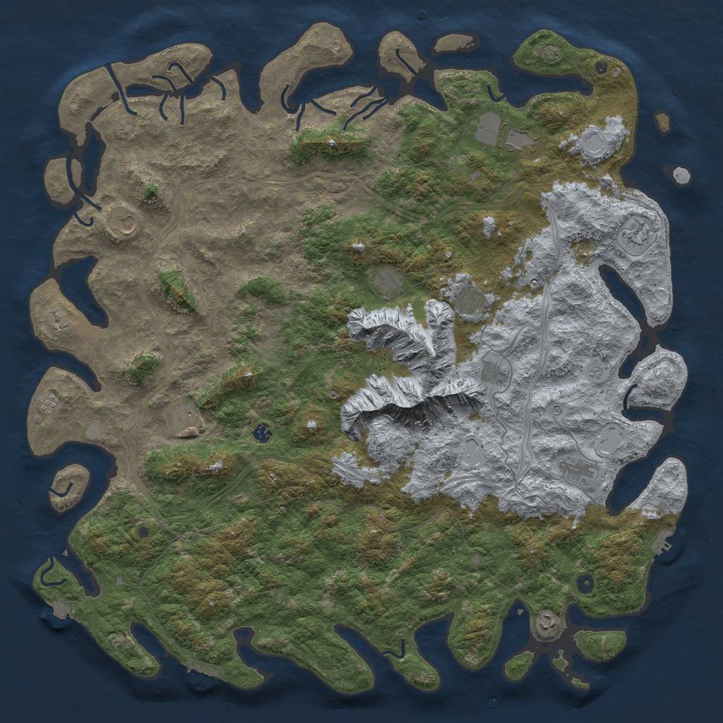 Rust Map: Procedural Map, Size: 6000, Seed: 1062139143, 19 Monuments