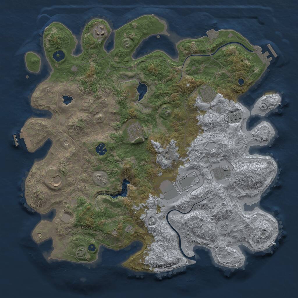 Rust Map: Procedural Map, Size: 4000, Seed: 373751640, 14 Monuments