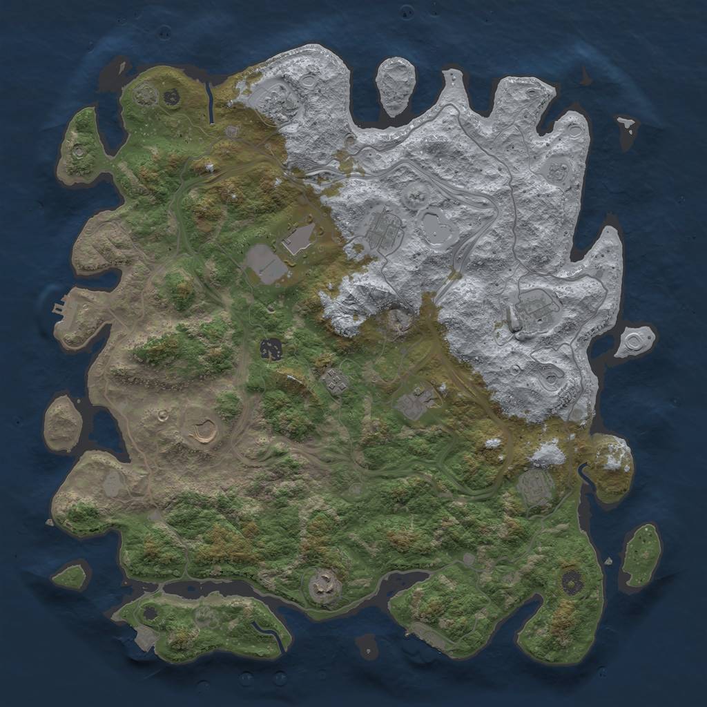 Rust Map: Procedural Map, Size: 4500, Seed: 2101380706, 18 Monuments