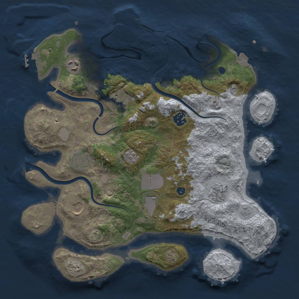 Rust Map: Procedural Map, Size: 3500, Seed: 1172470640, 14 Monuments
