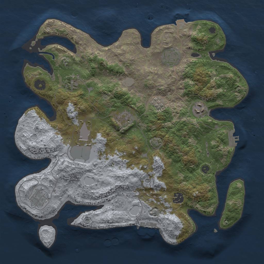 Rust Map: Procedural Map, Size: 3500, Seed: 1211022327, 16 Monuments