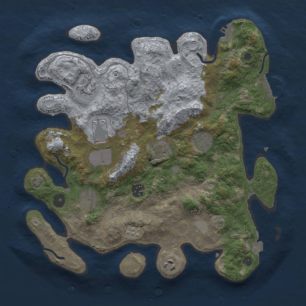 Rust Map: Procedural Map, Size: 3500, Seed: 662, 16 Monuments