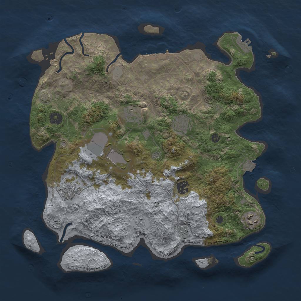 Rust Map: Procedural Map, Size: 3500, Seed: 18665, 15 Monuments