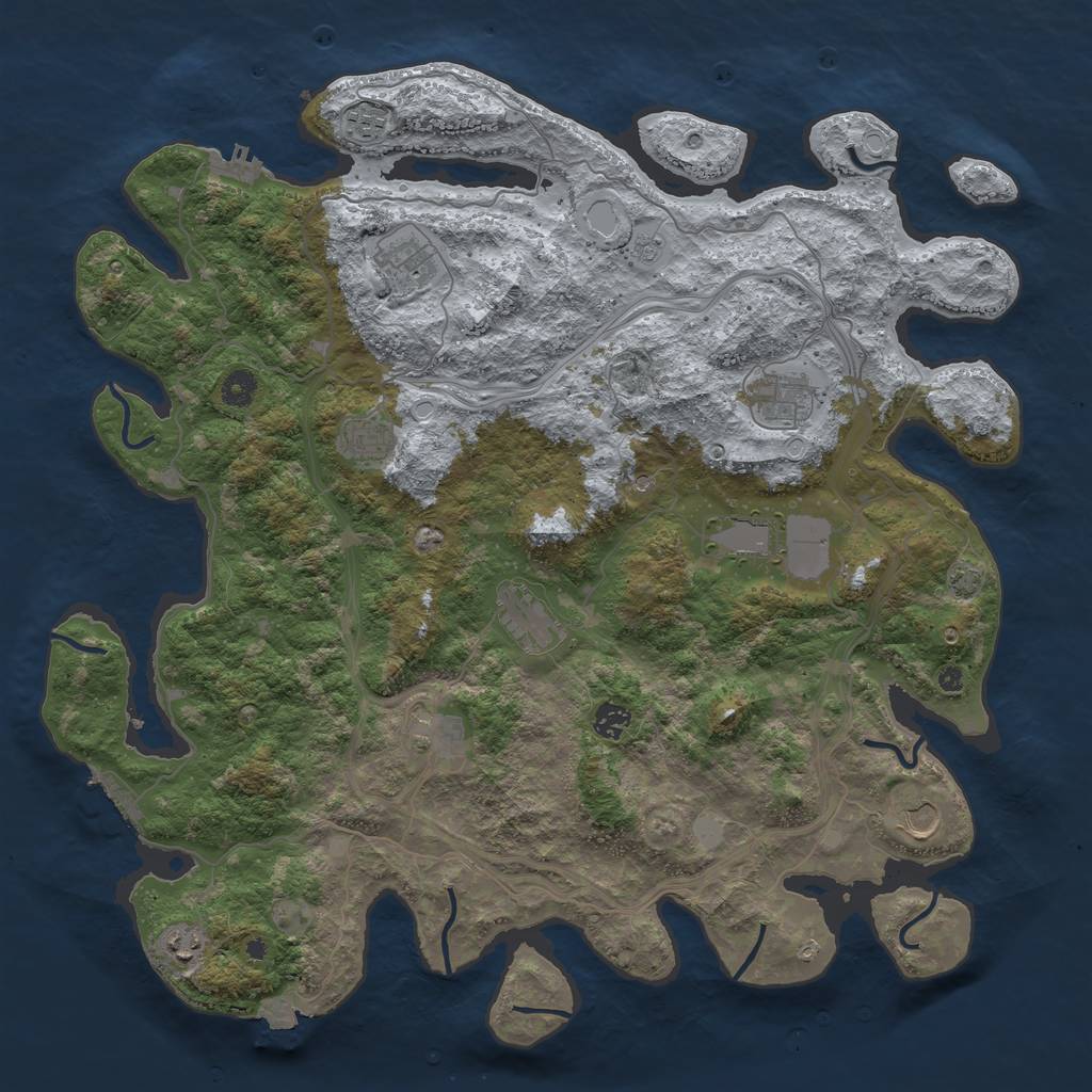 Rust Map: Procedural Map, Size: 4500, Seed: 9854683, 18 Monuments