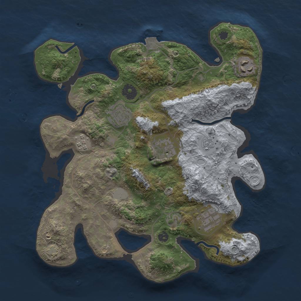 Rust Map: Procedural Map, Size: 3000, Seed: 606378436, 10 Monuments