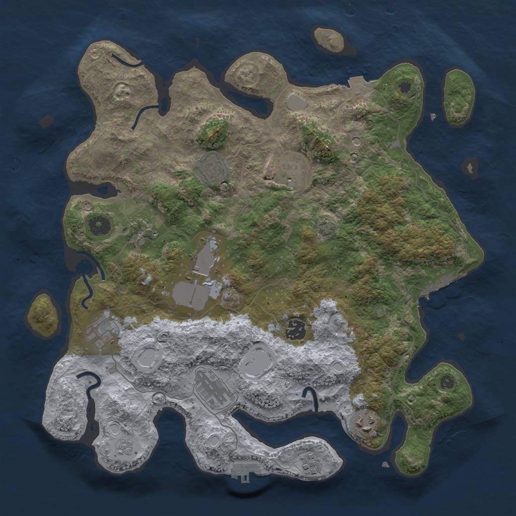 Rust Map: Procedural Map, Size: 3750, Seed: 173820327, 17 Monuments