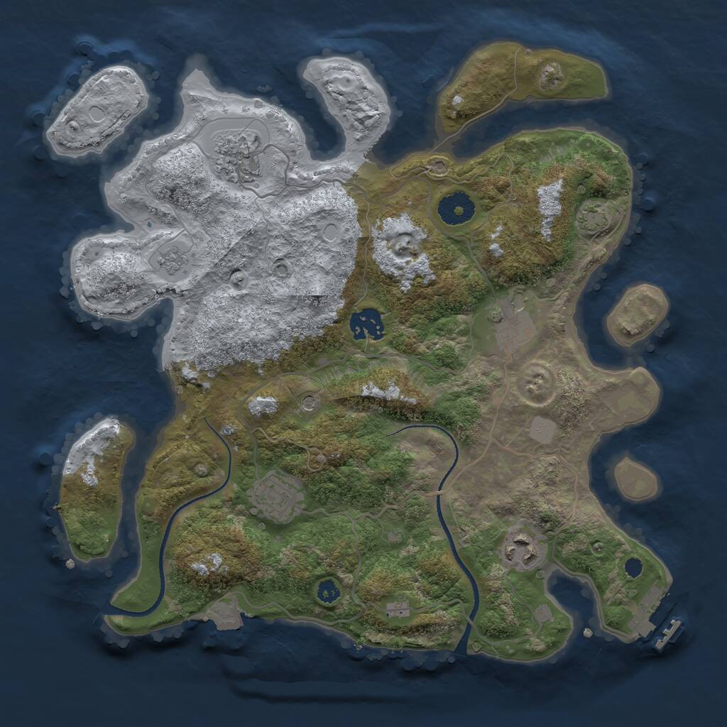 Rust Map: Procedural Map, Size: 3200, Seed: 6784, 10 Monuments