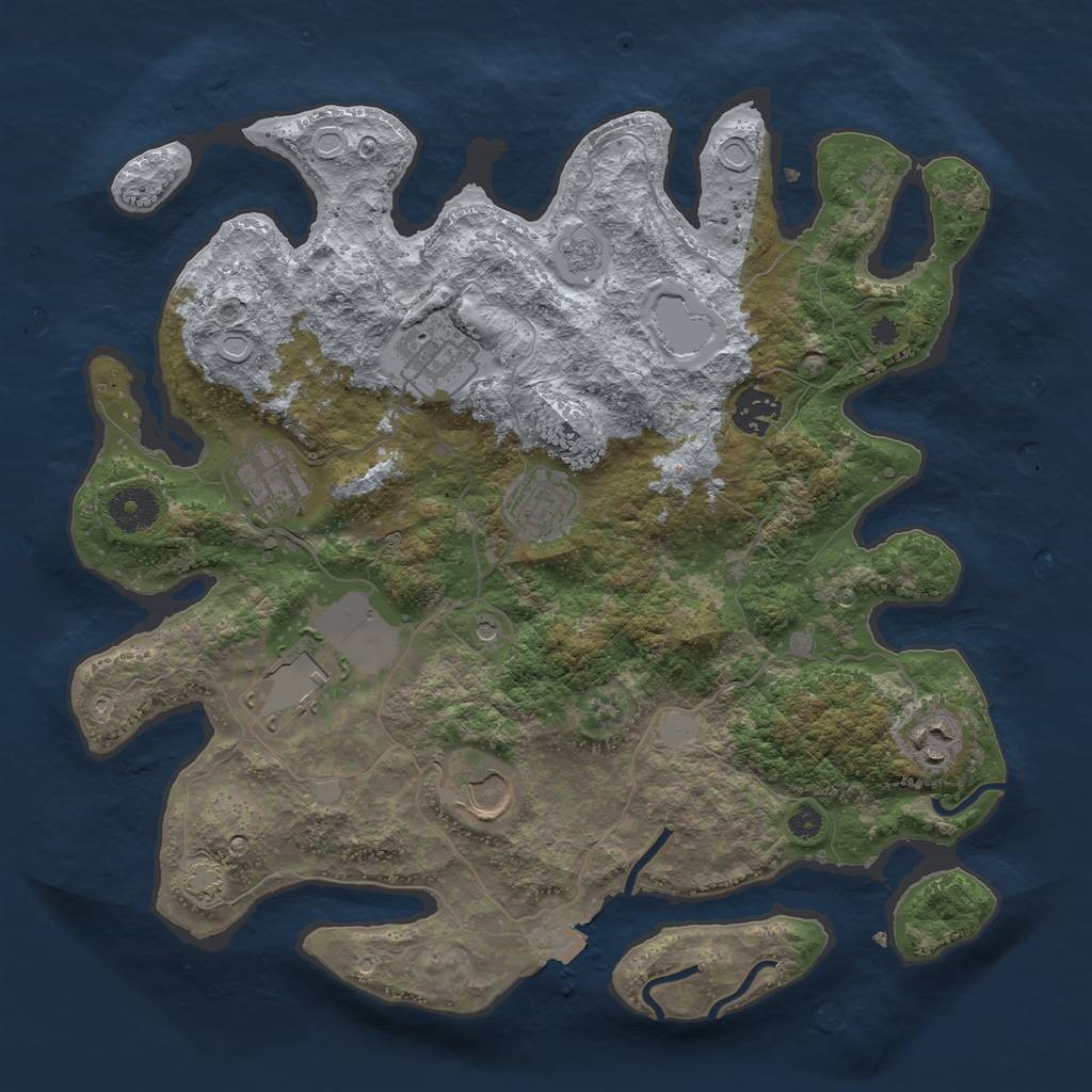 Rust Map: Procedural Map, Size: 3500, Seed: 1981688128, 13 Monuments