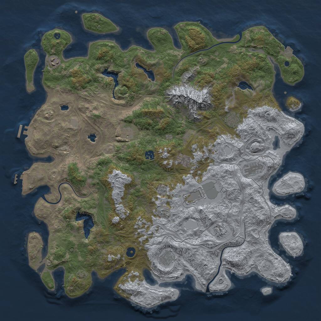 Rust Map: Procedural Map, Size: 5000, Seed: 1042409055, 16 Monuments