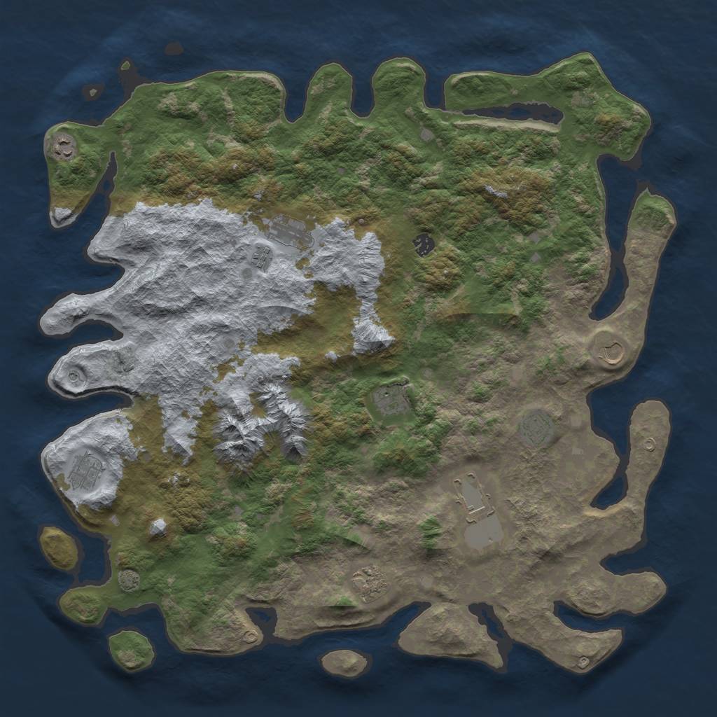 Rust Map: Barren, Size: 5000, Seed: 1324, 14 Monuments