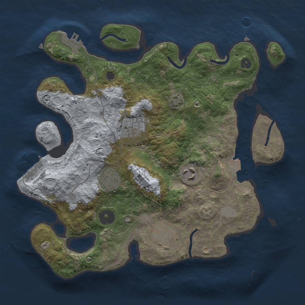 Rust Map: Procedural Map, Size: 3000, Seed: 8396401, 11 Monuments
