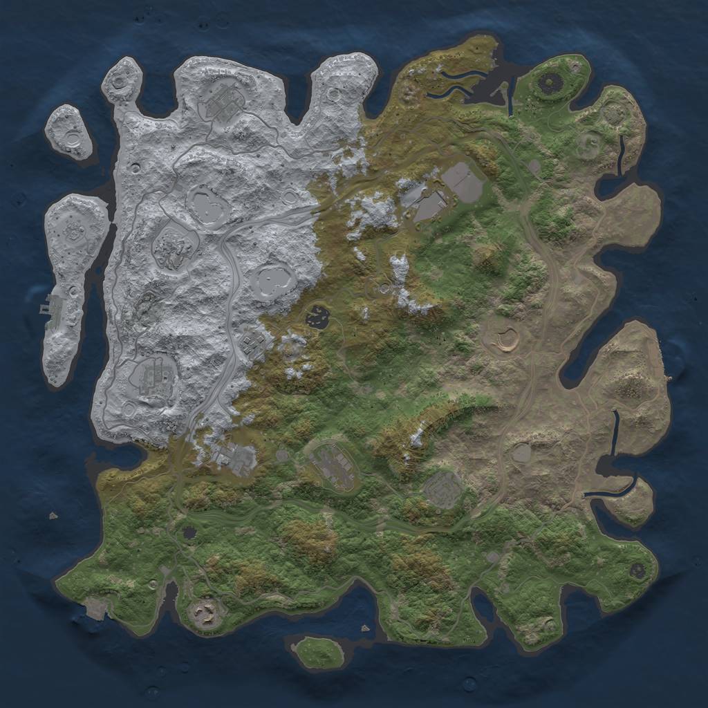 Rust Map: Procedural Map, Size: 4500, Seed: 1502123605, 19 Monuments