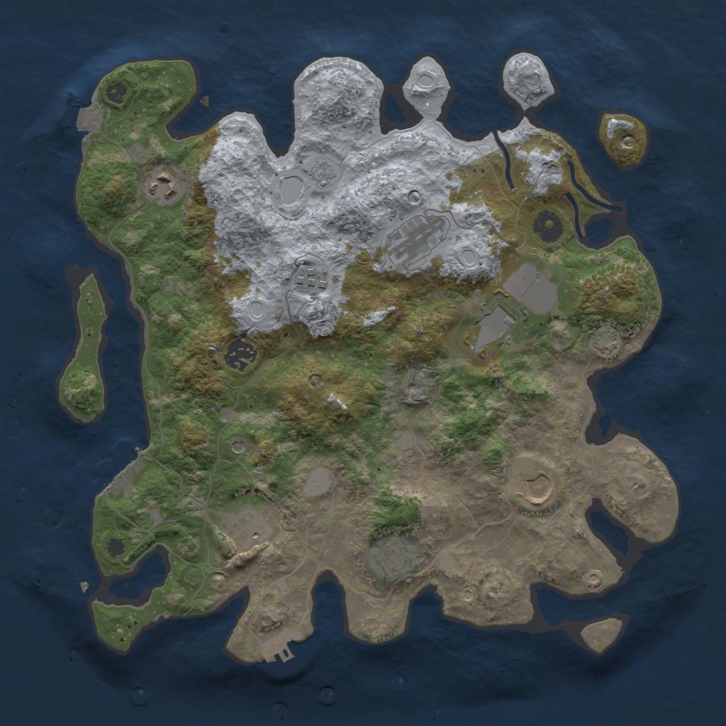 Rust Map: Procedural Map, Size: 3600, Seed: 20201208, 16 Monuments